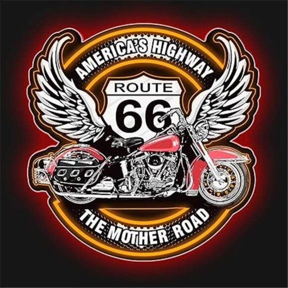 Route 66 LED Neon Sign Light Harley Motorcycle Retro 3D Garage Shop Man Cave NEW - Picture 8 of 8